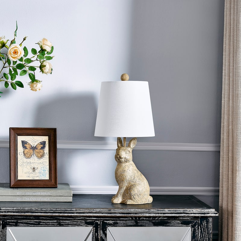 19"H Light Brown Resin Rabbit Table Lamp With Shade - 9" x 9" x 19"