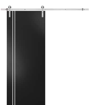 Sturdy Barn Door 36 x 80 Planum 0310 Matte Black with 6.6FT