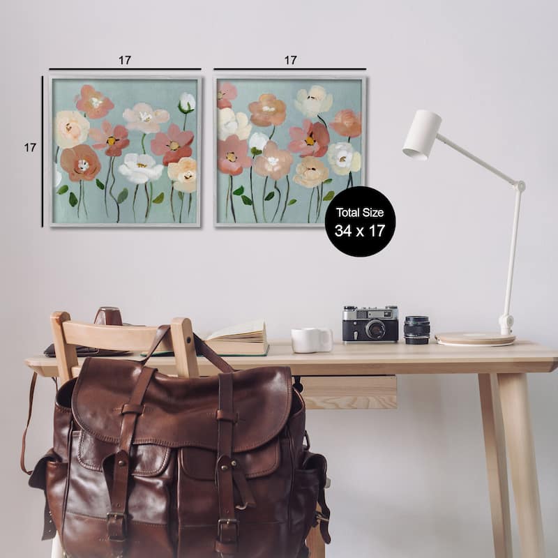 Stupell Budding Boho Blooms Framed Giclee Art Design By Charity Henderson (Set of 2)