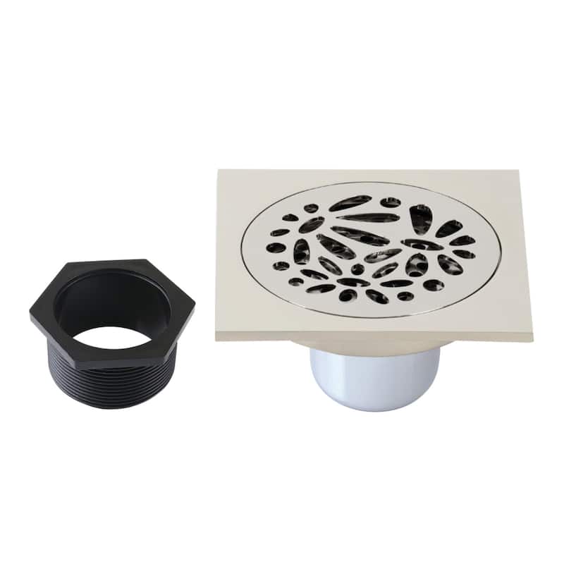 Watercourse Floral 4" Square Grid Shower Drain