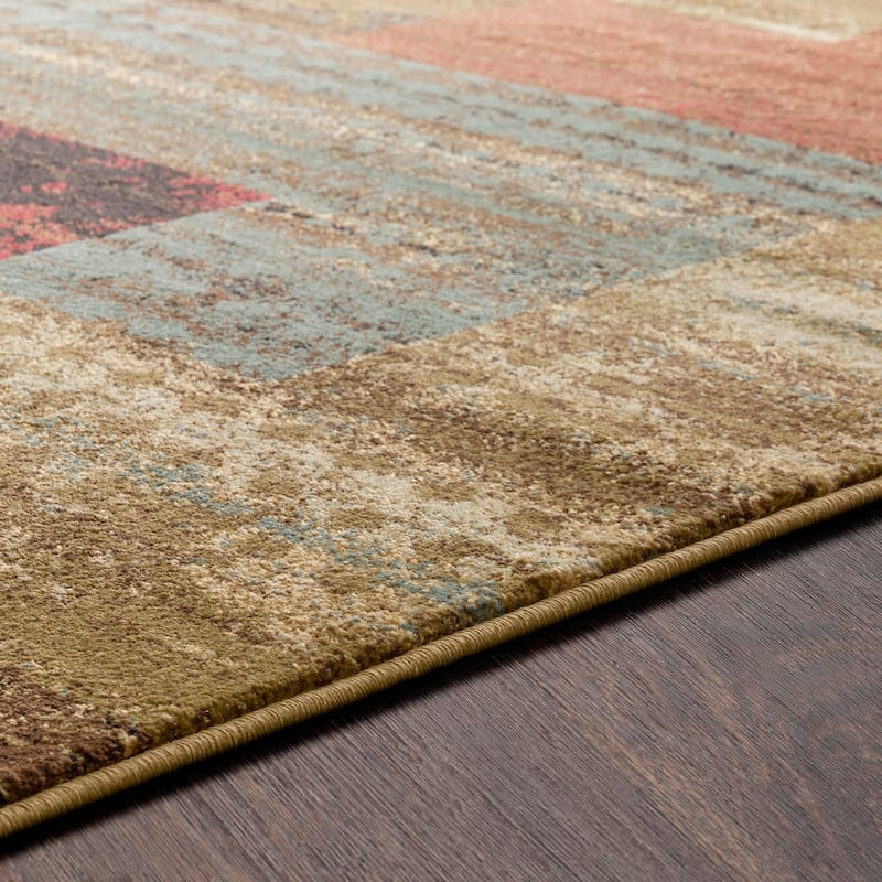 Woven Aurora Burgundy Contemporary Geometric Area Rug - 3' x 7'2" Runner