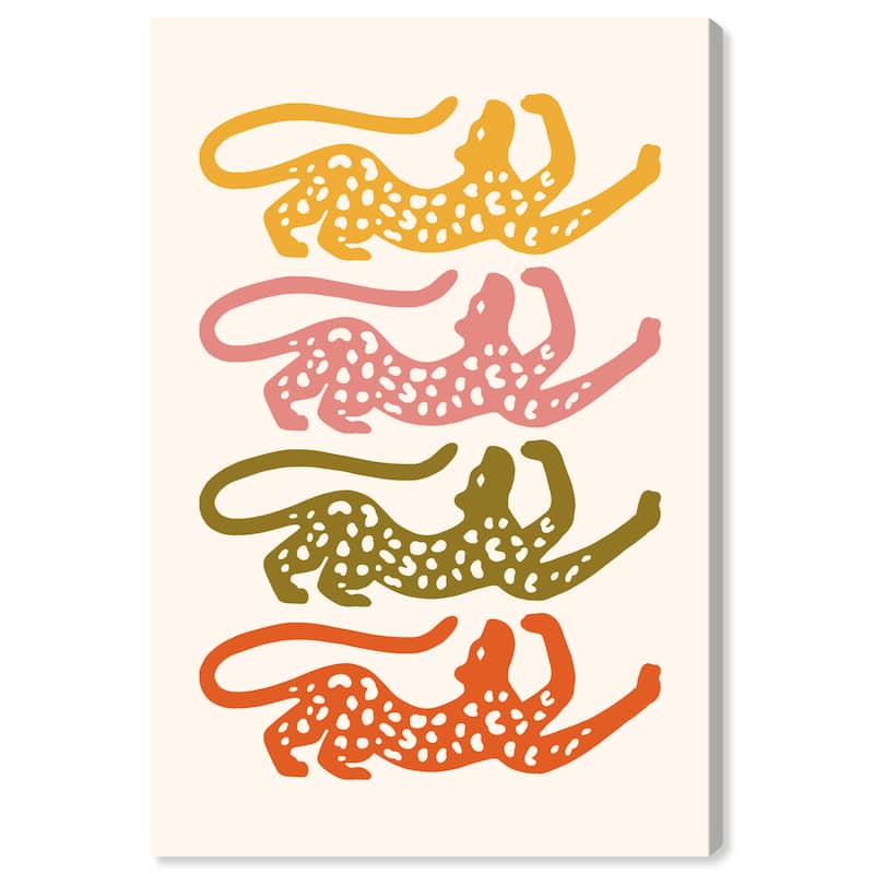 Wynwood Studio Canvas Animals Cheetah Stretching Orange and Pumpkin Modern & Contemporary Wall Art Canvas Print - 36 x 24