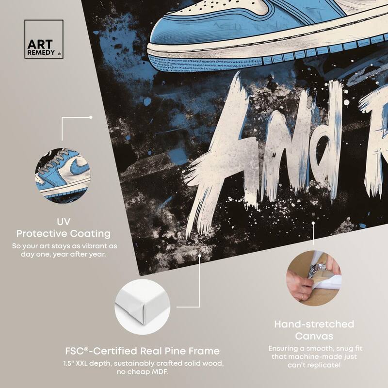 Hustle and Rise Sneaker Canvas by Art Remedy, Gallery Wrapped