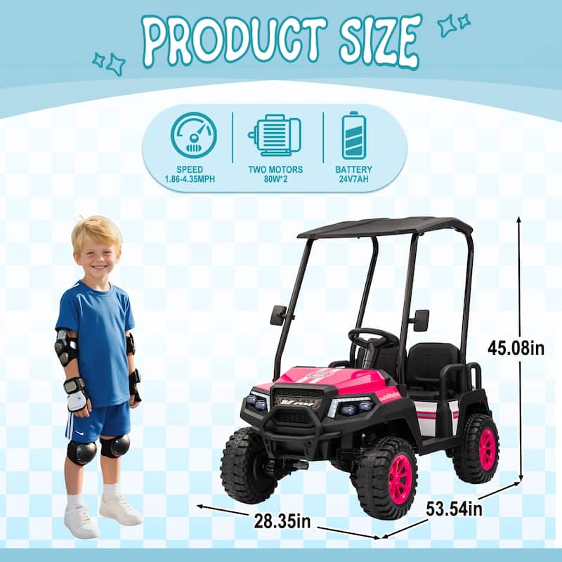 24V XL Kids Ride On Electric Truck with 4 Seats, Remote Control, Dual Motors, Suspension, Bluetooth Audio & Removable Sunshade
