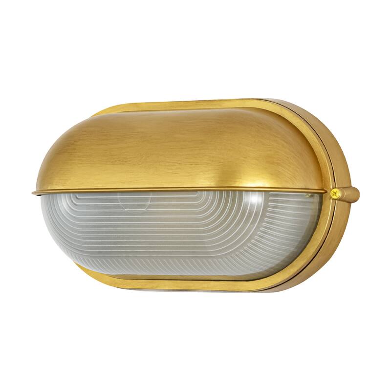 11"W 1-Light Retro 40W Oval Painted Gold Finish Wall Sconce with Clear Rippled Glass - 11.0 in. W x 6.3 in. H x 4.7 in. D