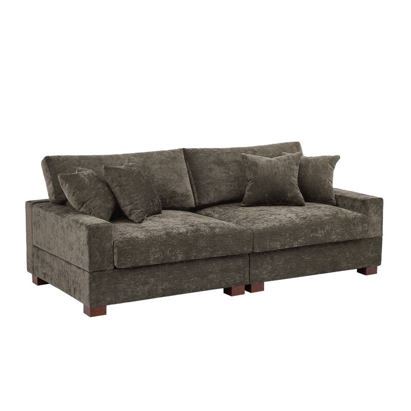 Modern Upholstered Chenille Modular Sectional Sofa with Pillow