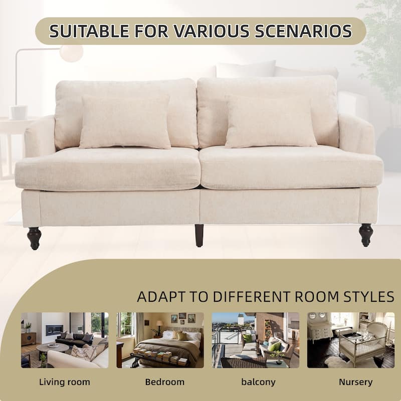 HOMEFUN Chenille Upholstered Mid Century Modern Wood Frame Loveseat for Living Room