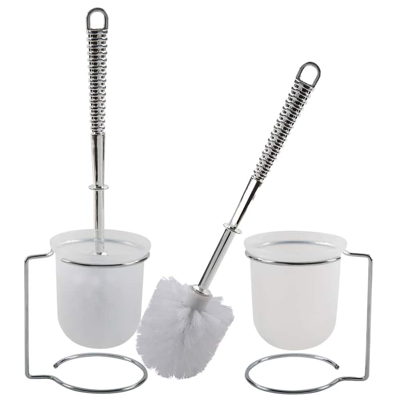 Bath Bliss 2 Pack Steel Toilet Brush and Holder in Chrome - Dimensions: 4.875 x 4 x 14.25?