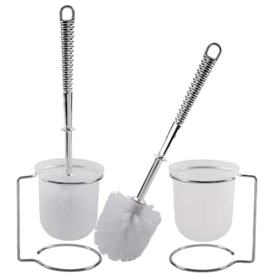 Bath Bliss 2 Pack Steel Toilet Brush and Holder in Chrome - Dimensions: 4.875 x 4 x 14.25?
