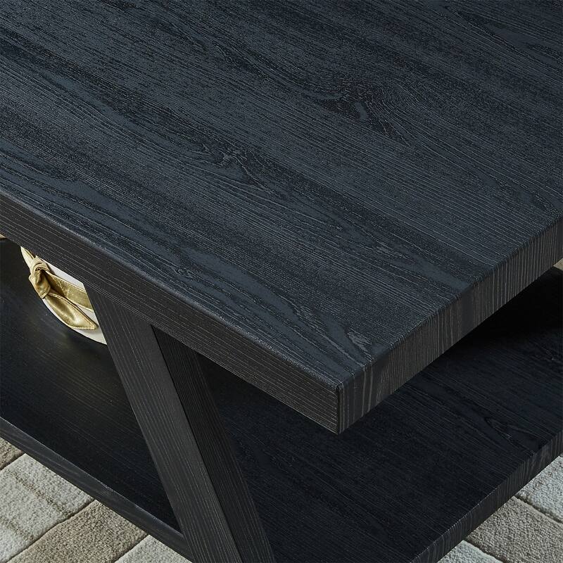 Contemporary Wood Coffee Table with Shelf