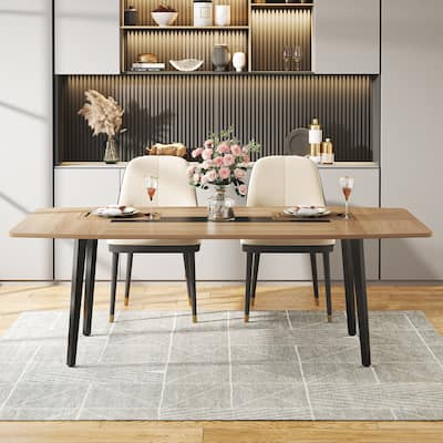 70.86L x30.71W x 29.52H Inches Rectangle Modern Dining Table for 6-8 People, - Oak - 70.86L x30.71W x 29.52H