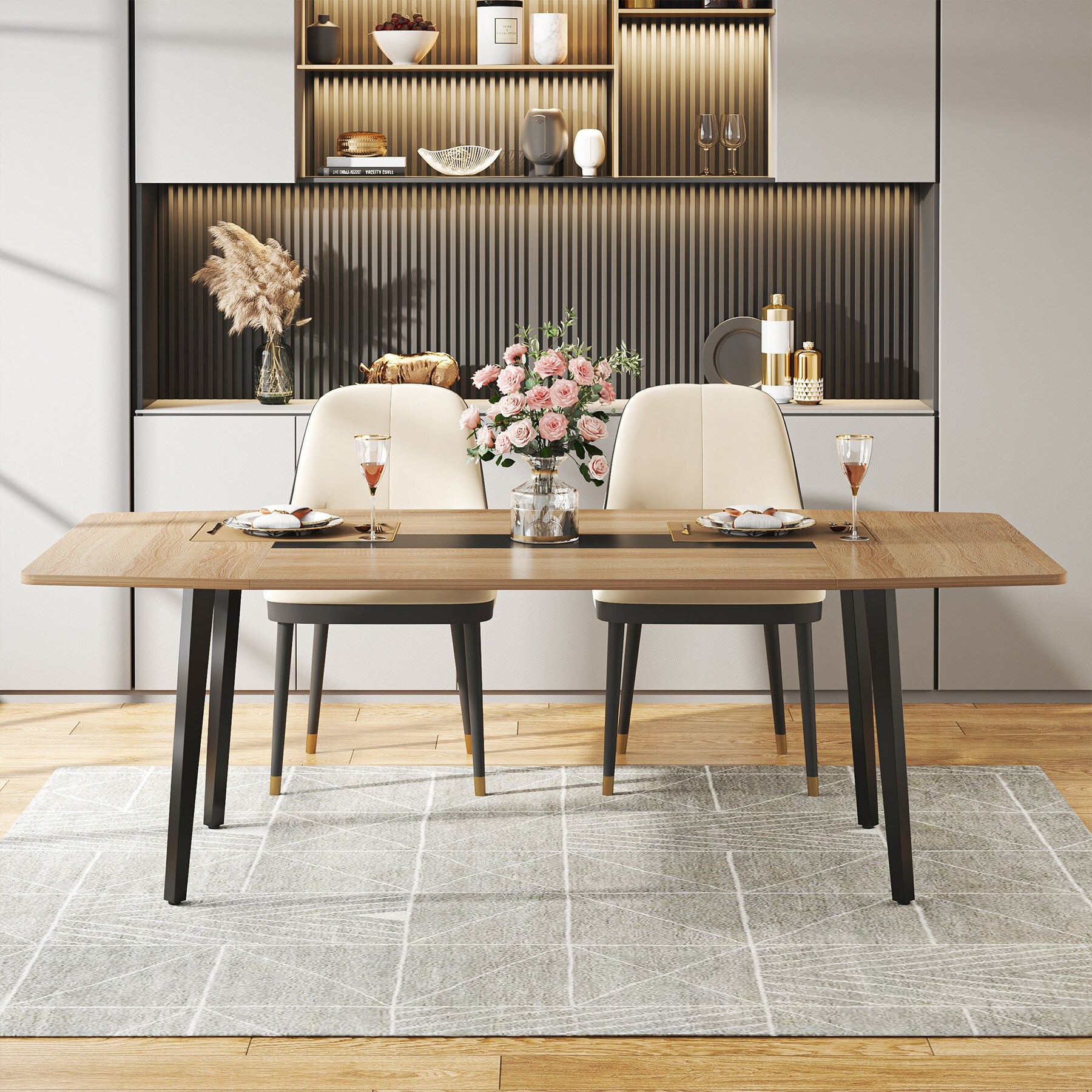 70.86L x30.71W x 29.52H Inches Rectangle Modern Dining Table for 6