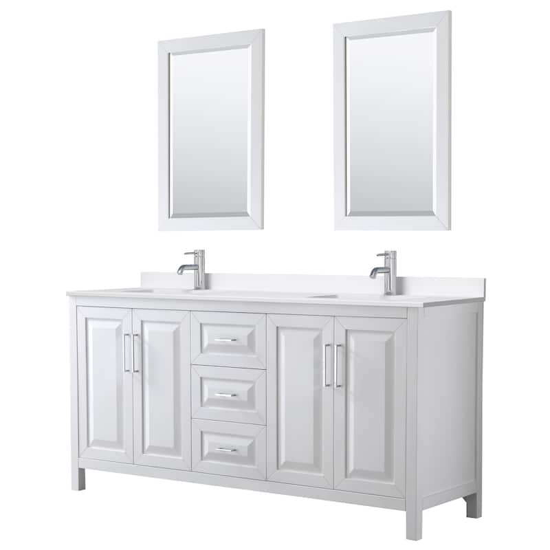 Wyndham Collection WCV252572D-QTZ-UNSM24 Daria 72" Free Standing - White / White Quartz Top / Polished Chrome