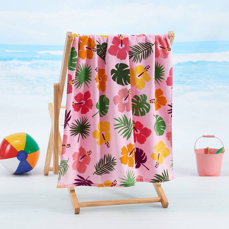 Linery & Co. 100% Cotton Printed Beach Towel for Kids, 30" x 60"