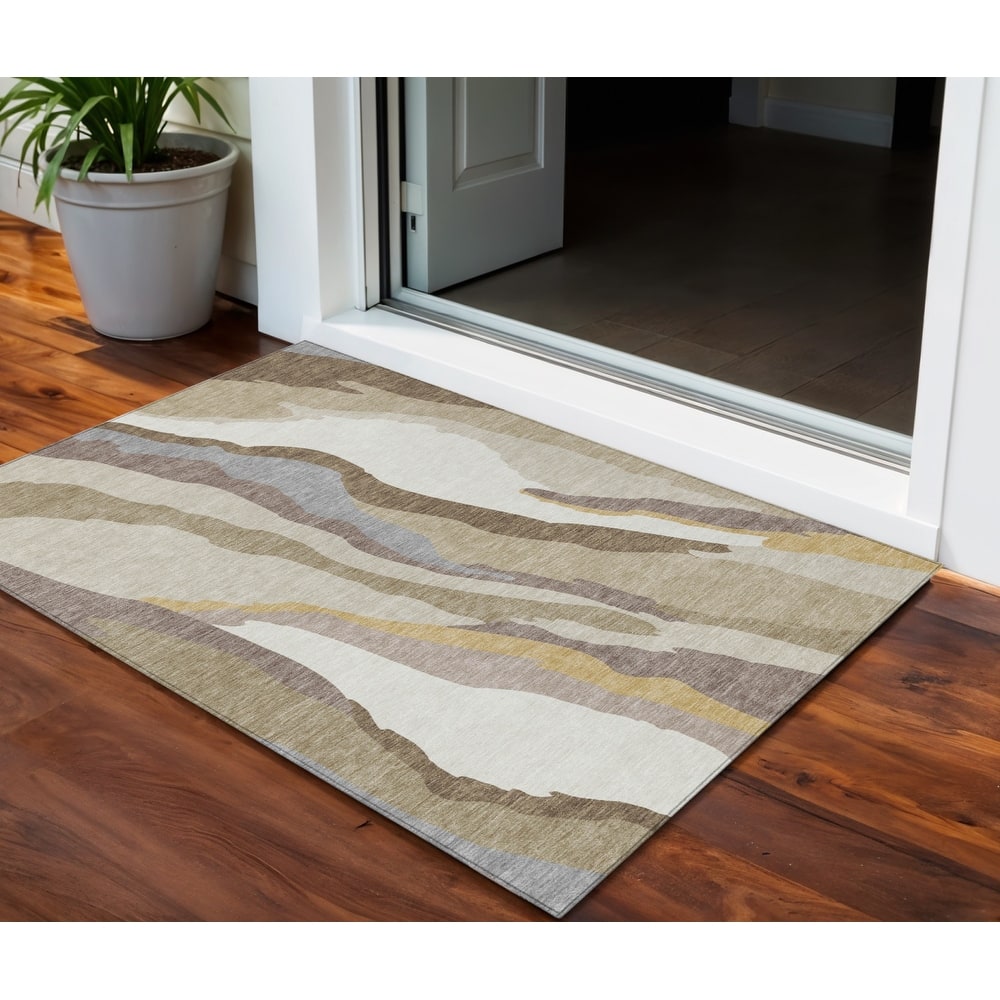 HomeRoots Abstract Transitional Rectangle Outdoor Rug