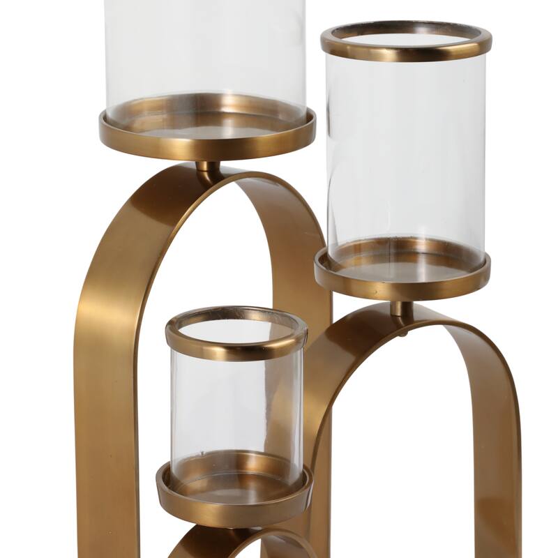 Candle Holders Set of 3 - Metal Pillar, 10/16/22" - 22.0"