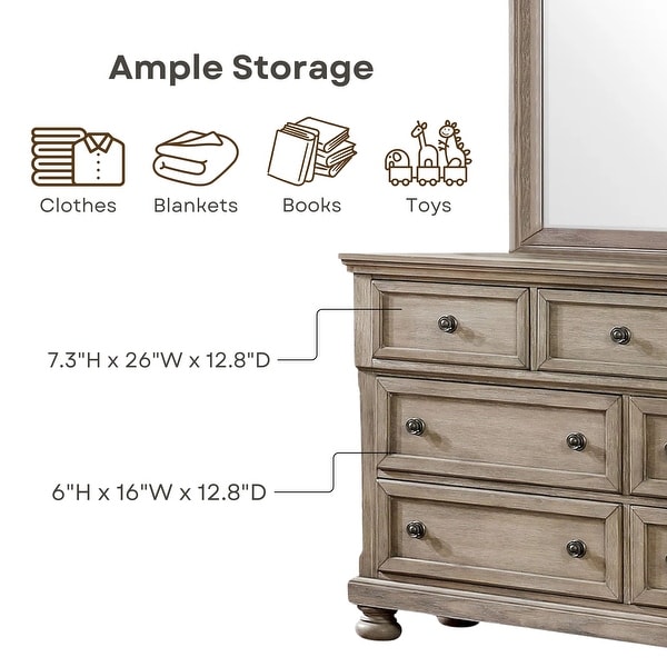 Nahkohe Transitional Grey 56 inch Wide 7 Drawer Solid Wood Dresser by Furniture of America On Sale Bed Bath Beyond 29126474