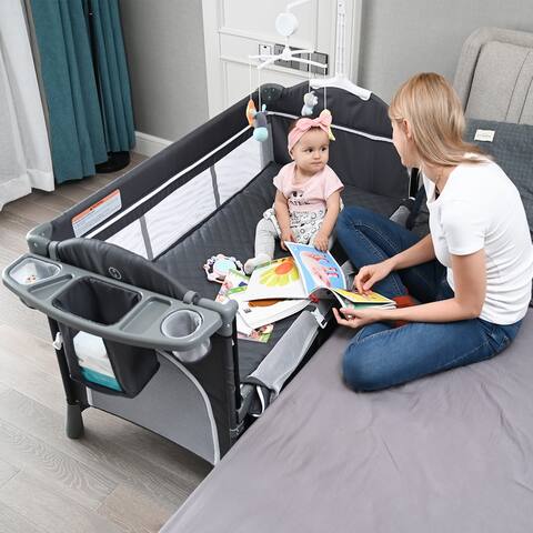 FAMAPY Portable 3 in 1 Baby Bassinet Changing Table Playard, Grey - 50"