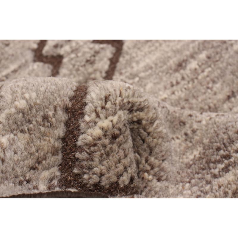 ECARPETGALLERY Hand-knotted Tangier Taupe Wool Rug - 2'5 x 7'8