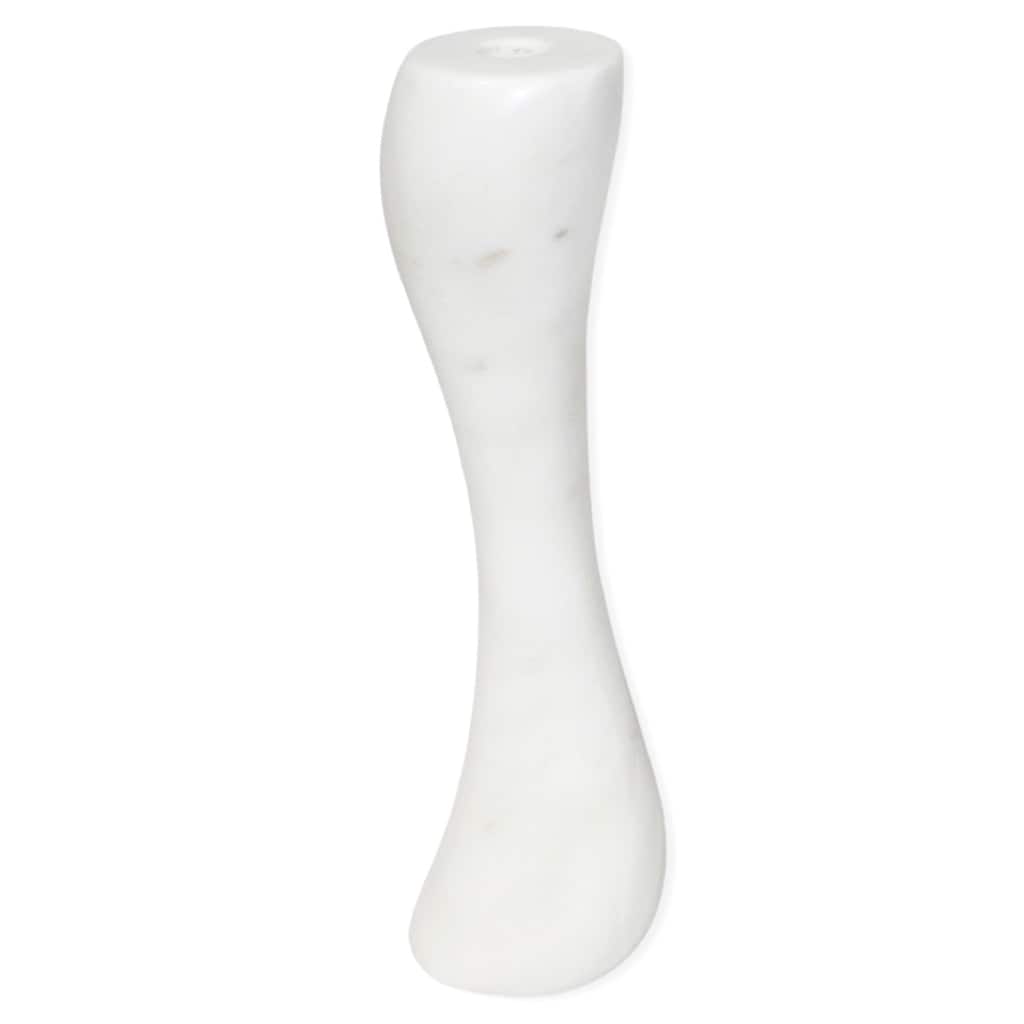 Med. White Marble Pillar Candle Holder - A - White