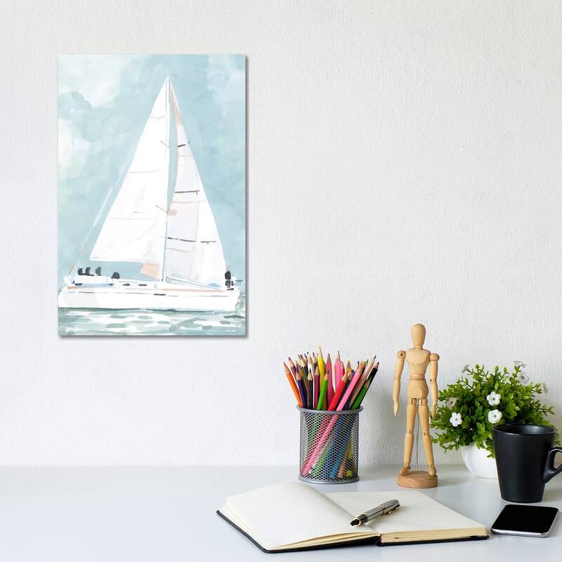 iCanvas "Soft Sailboat I" by Emma Scarvey Canvas Print - 12x8x0.75