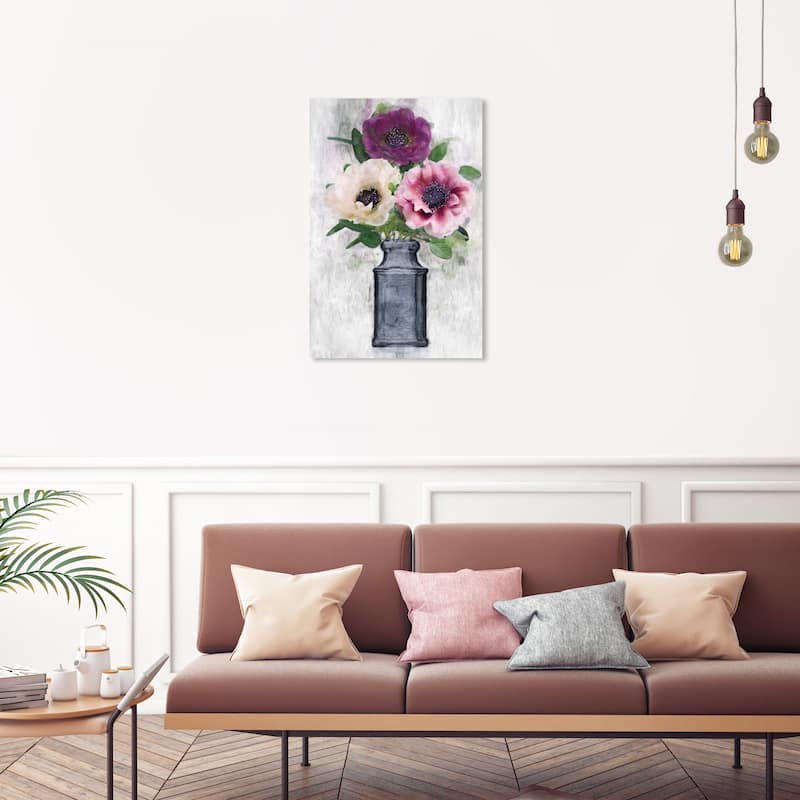 Wynwood Studio Canvas Floral and Botanical Anemone Floral Bouquet White and Cream White Rustic Wall Art Canvas Print - 30 x 20
