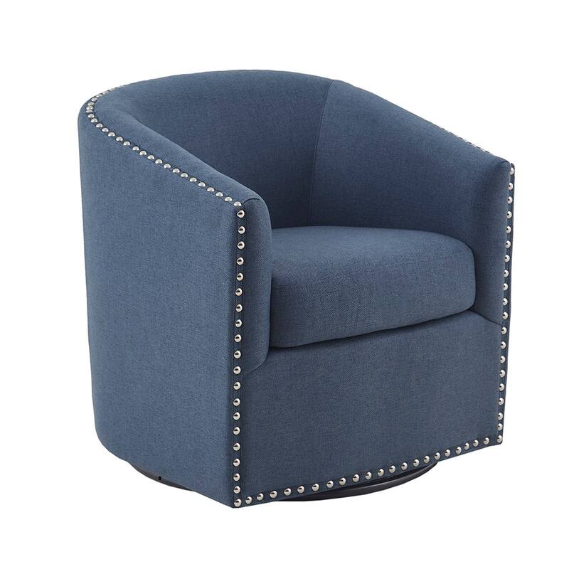 Swivel Barrel Chair With Rivet Detailing and Rotation