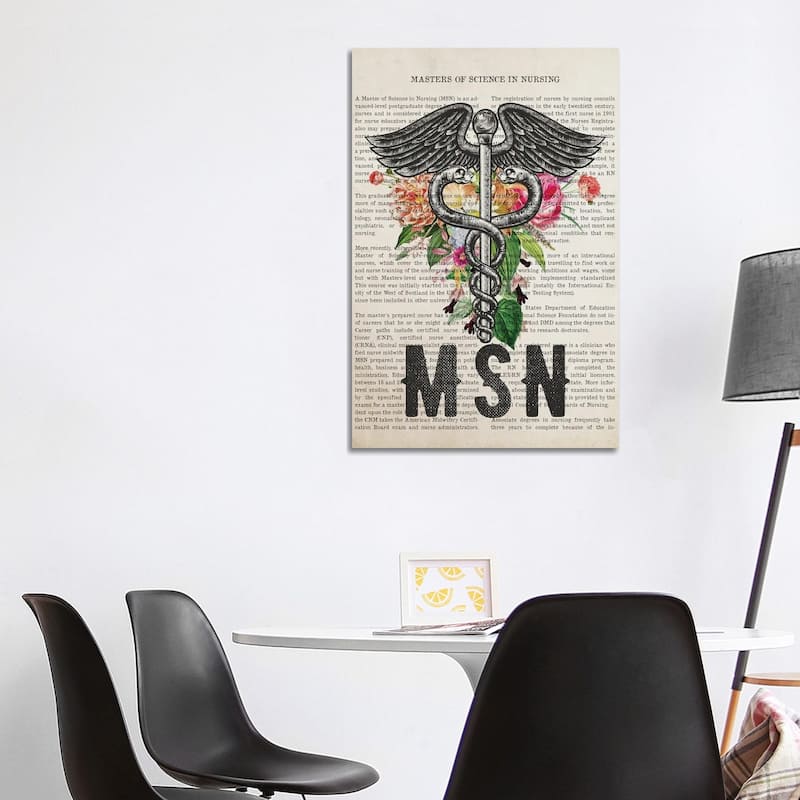 iCanvas "MSN, Masters of Science in Nursing with Flowers Print" by Aged Pixel Canvas Print - 40x26x1.5