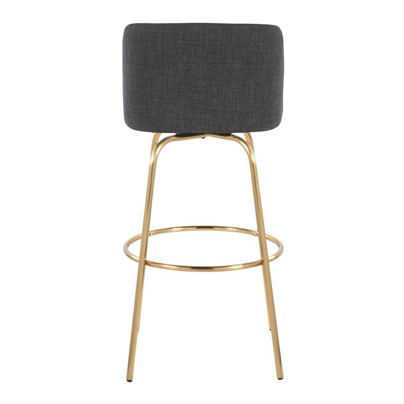Silver Orchid Vallberga 30" Fixed-Height Bar Stool with Metal Base & Round Gold Footrest (Set of 2)