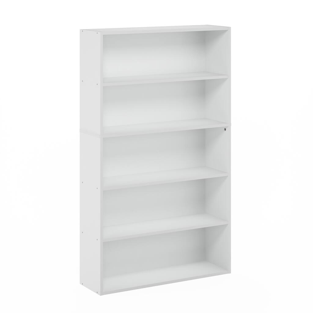 52.68 in. Tall White Wood 5-Shelf Bookcase