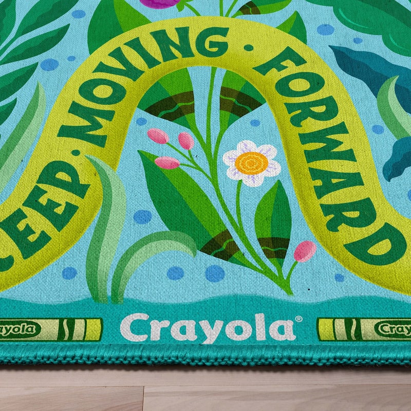 Crayola Keep Moving Green Blue Floral Area Rug By Well Woven