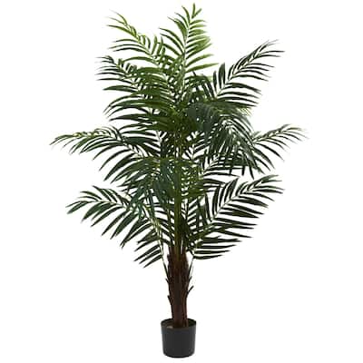 Artificial Palm Tree 5ft Indoor Tropical Decor - Lush Greenery, Realistic Design, Home Office Accent - 5ft.