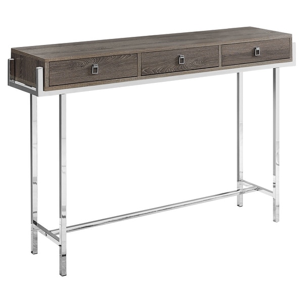 48" Brown and Silver Contemporary Rectangular Accent Table - N/A