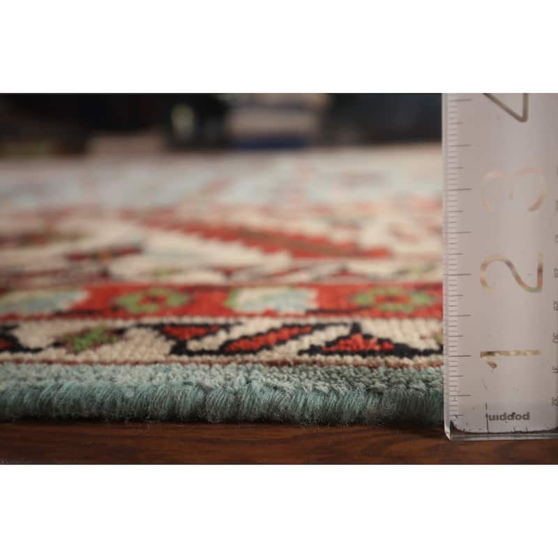 Light Blue & Ivory Oushak Indian Large Rug Hand-Knotted Wool Carpet - 11'11"x 14'3"