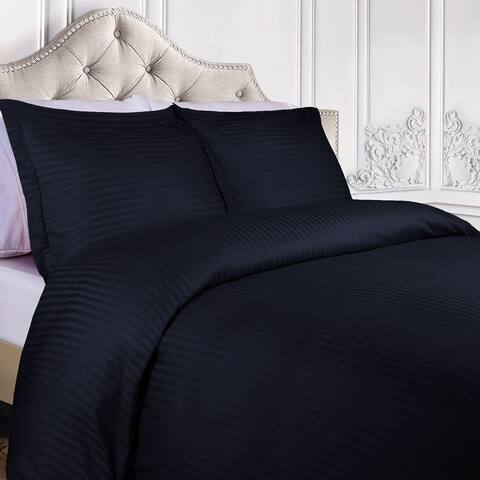 Egyptian Cotton 300 Thread Count Stripe Duvet Cover Set with Pillow Shams by Miranda Haus