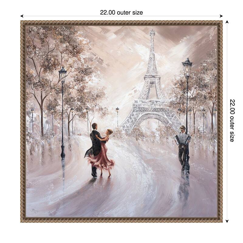 Only Us Paris by Isabella Karolewicz Framed Canvas Wall Art Print - Sylvie Beaded Gold - 22 x 22 in