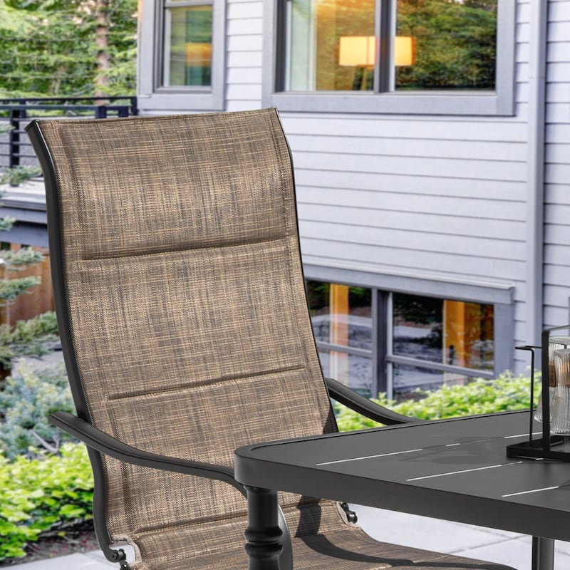 5-Piece Patio Outdoor Textilene and Metal Dining Set with Umbrella Hole