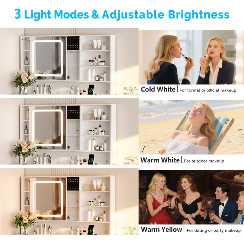 Particle Board Veneered , 2 Drawers, 1 Glass Door, Left and Right 2-tier Shelves, Glass Tabletop, Dressing Table - N/A