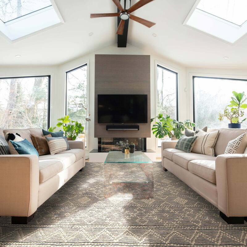 ECARPETGALLERY Braid weave Sienna Grey Wool Rug - 5'1 x 7'9