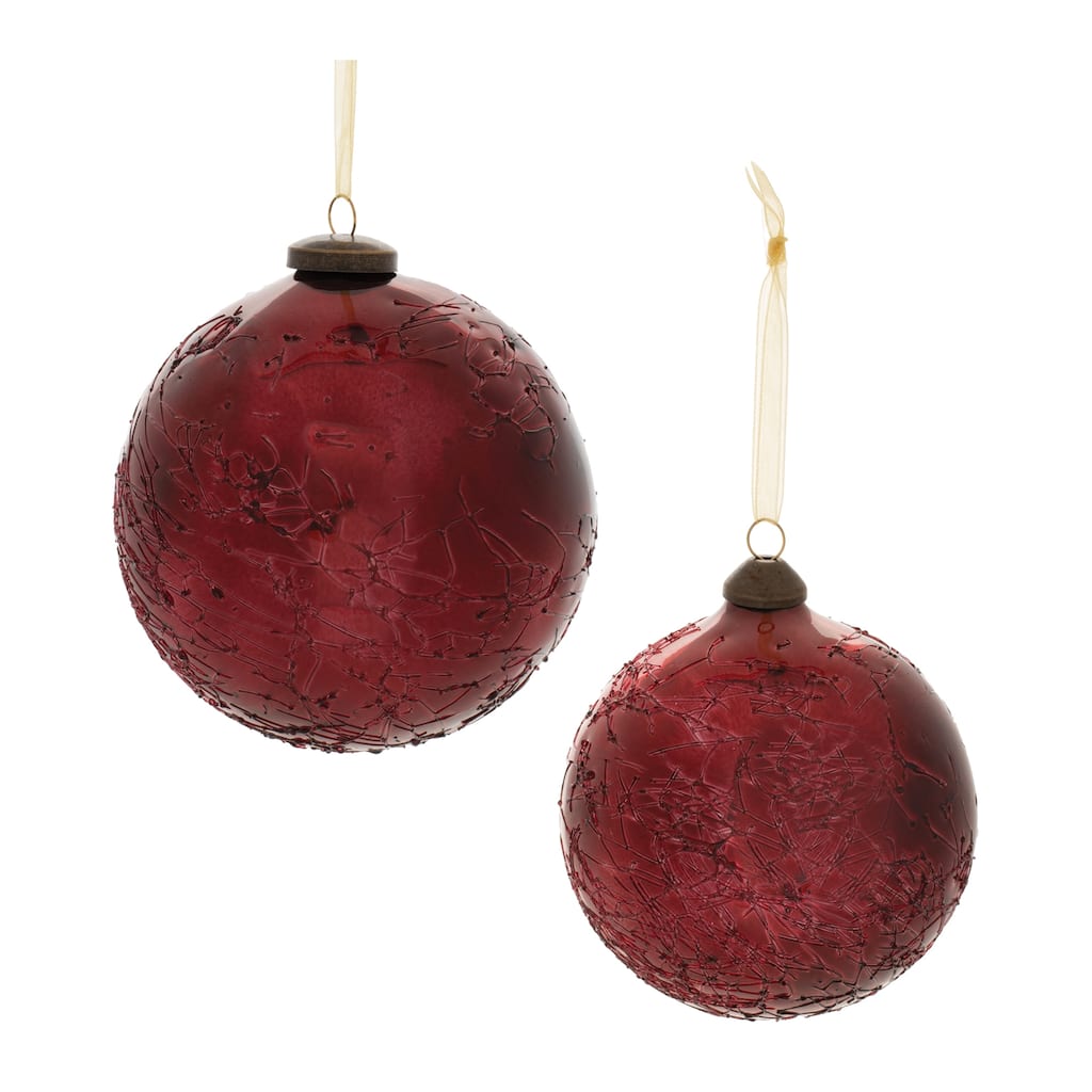 Crackled Glass Ball Ornament (Set of 4) - N/A
