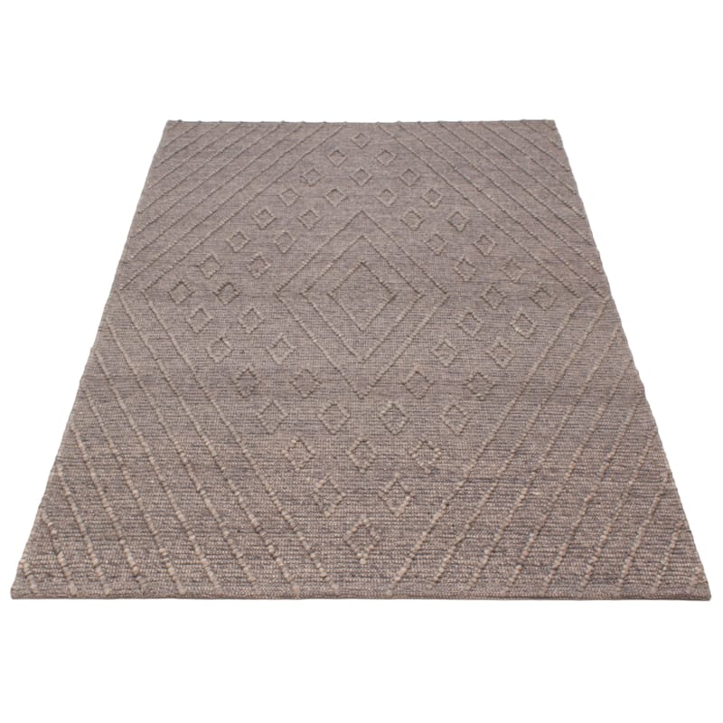 ECARPETGALLERY Braid weave Sienna Grey Wool Rug - 6'1 x 8'9