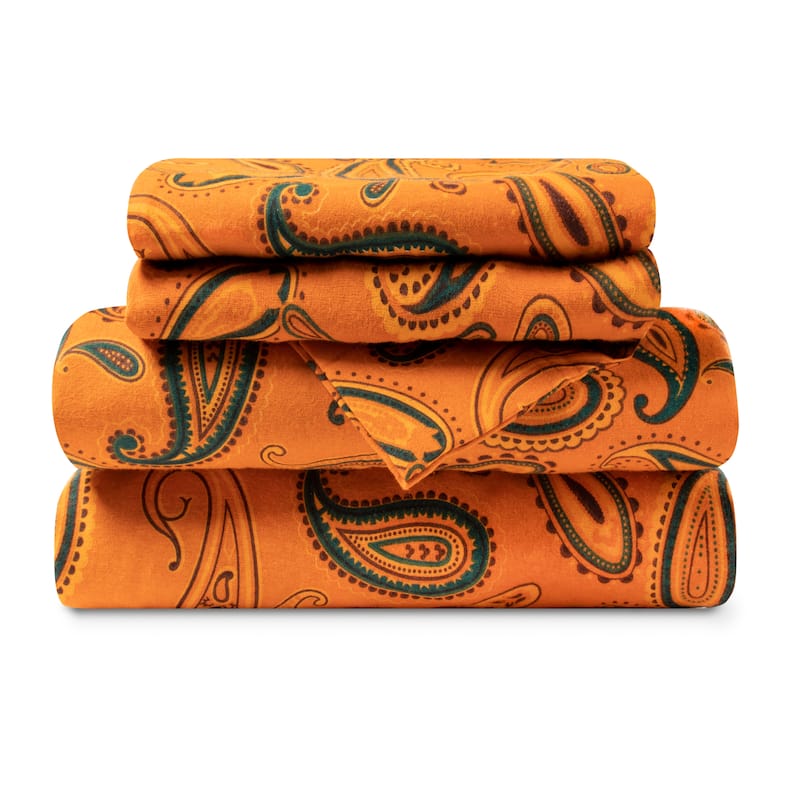 Superior Cotton Flannel Paisley Bed Sheet Set