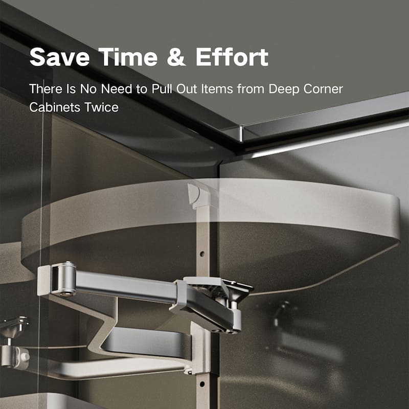 HIGOLD Blind Corner Cabinet Pull Out Organizer, 2-Tier Swing Shelf for Kitchen