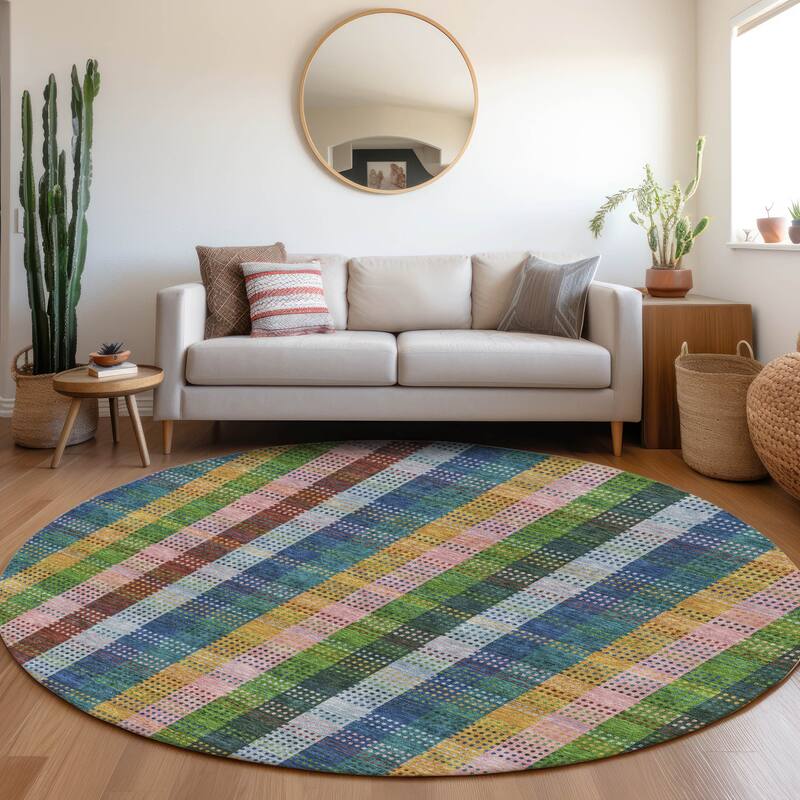 Premium Washable Super Soft Modern Plaid Mayfield Rug - Navy - 8' x 8'