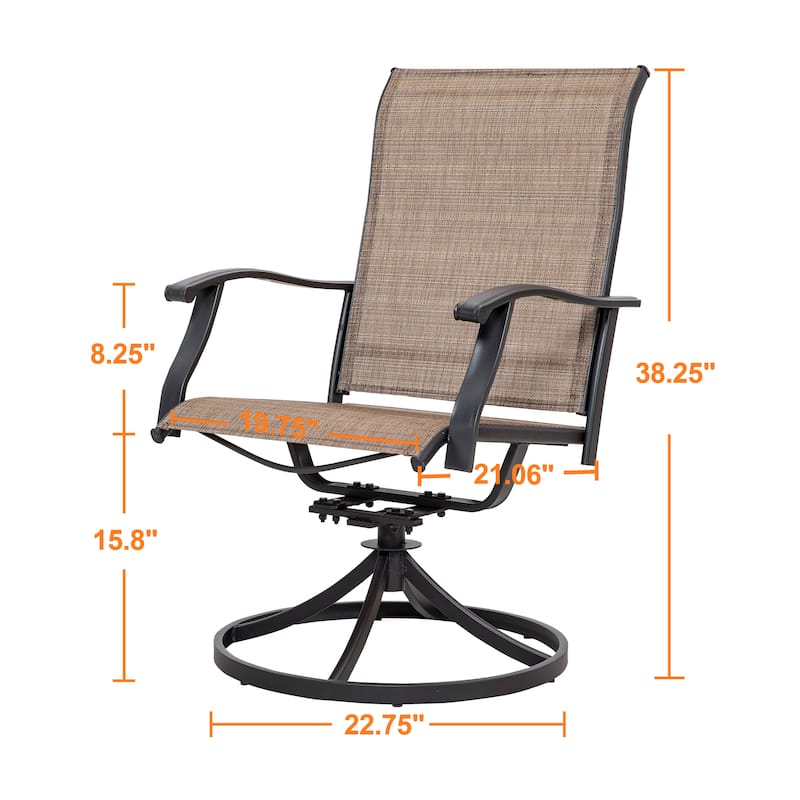 Outdoor 2-Piece Patio Swivel Chair Set, Textilene Fabric, Iron Frame