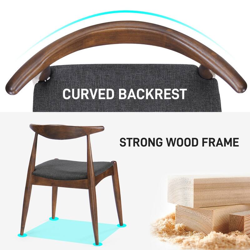 Set of 2 Rubberwood Dining Chairs with Ergonomic Backrest & Comfort Cushions