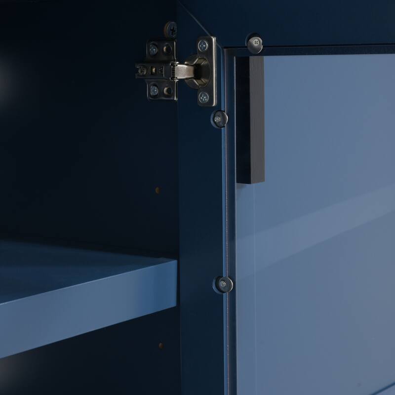 Roomfitters 67 Inch TV Stand with Glass Doors and Storage Drawers, Modern Entertainment Console with Adjustable Shelves