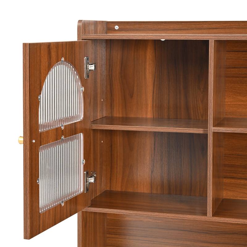 Anmytek 90-Degree Rotating Desktop Computer Desk with Storage Drawer Cabinets and Shelves Home Office Gaming Study Desk