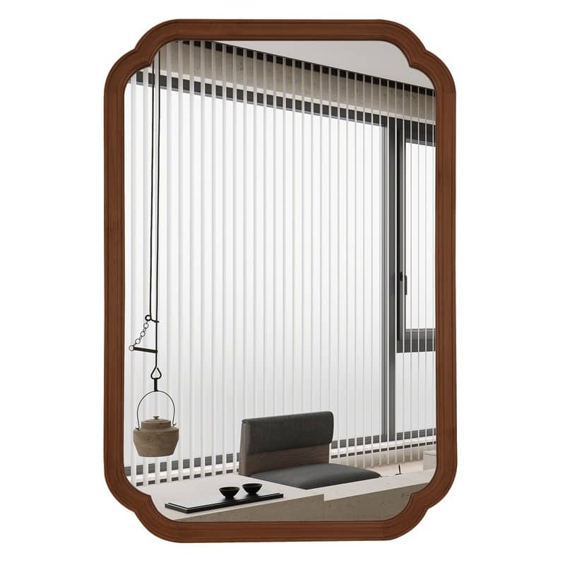 Decorative Scalloped Corner Rectangle Farmhouse Style Wall Mirror