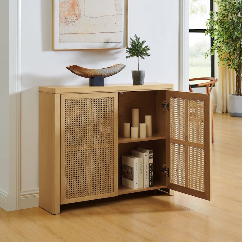 Mid Century Modern Rattan Sideboard Buffet Cabinet